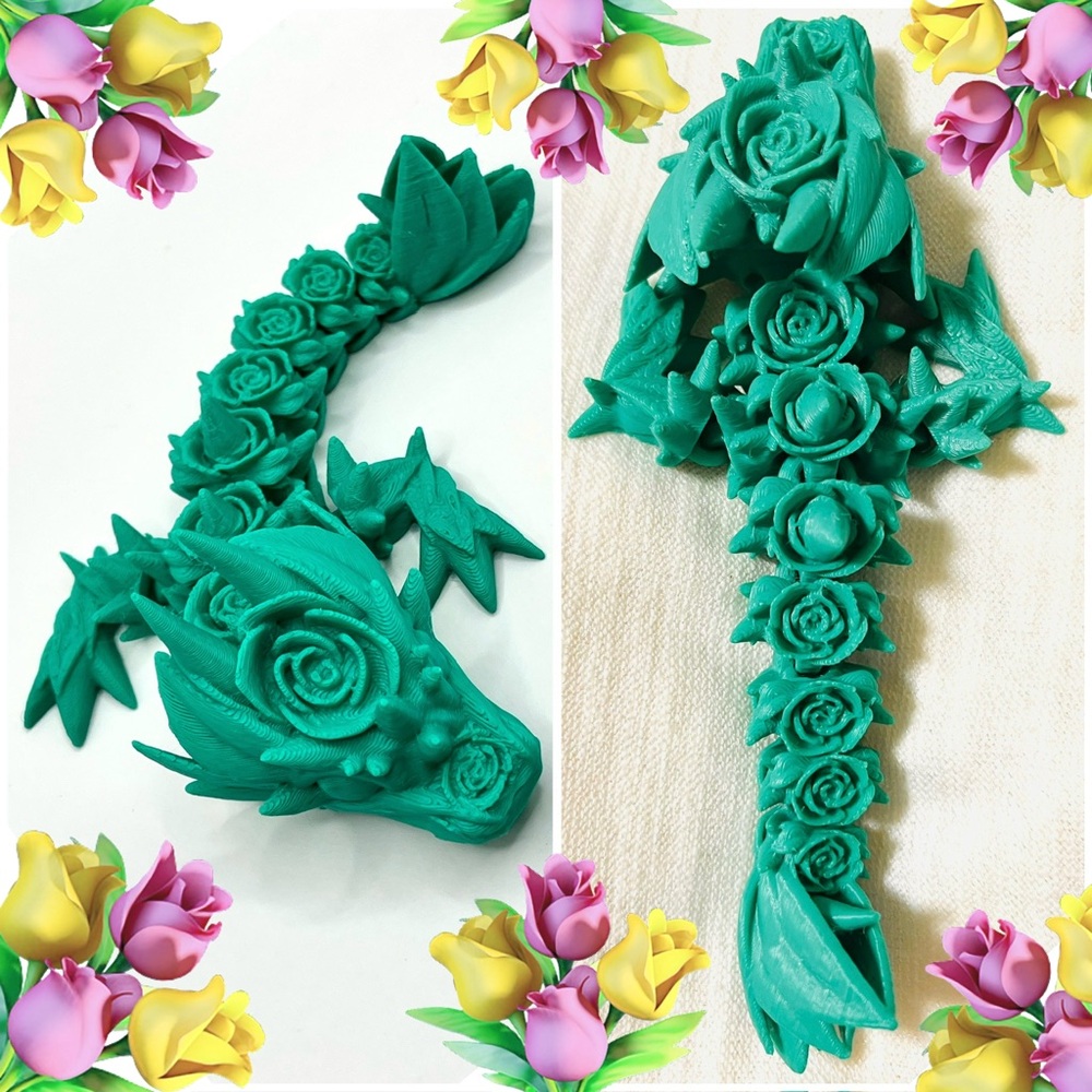 NEW 3D Green Rose Dragon Figurine - Picture 3 of 6